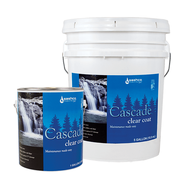 Clear coat with cascade high performance waterbase top coat for timber & log
